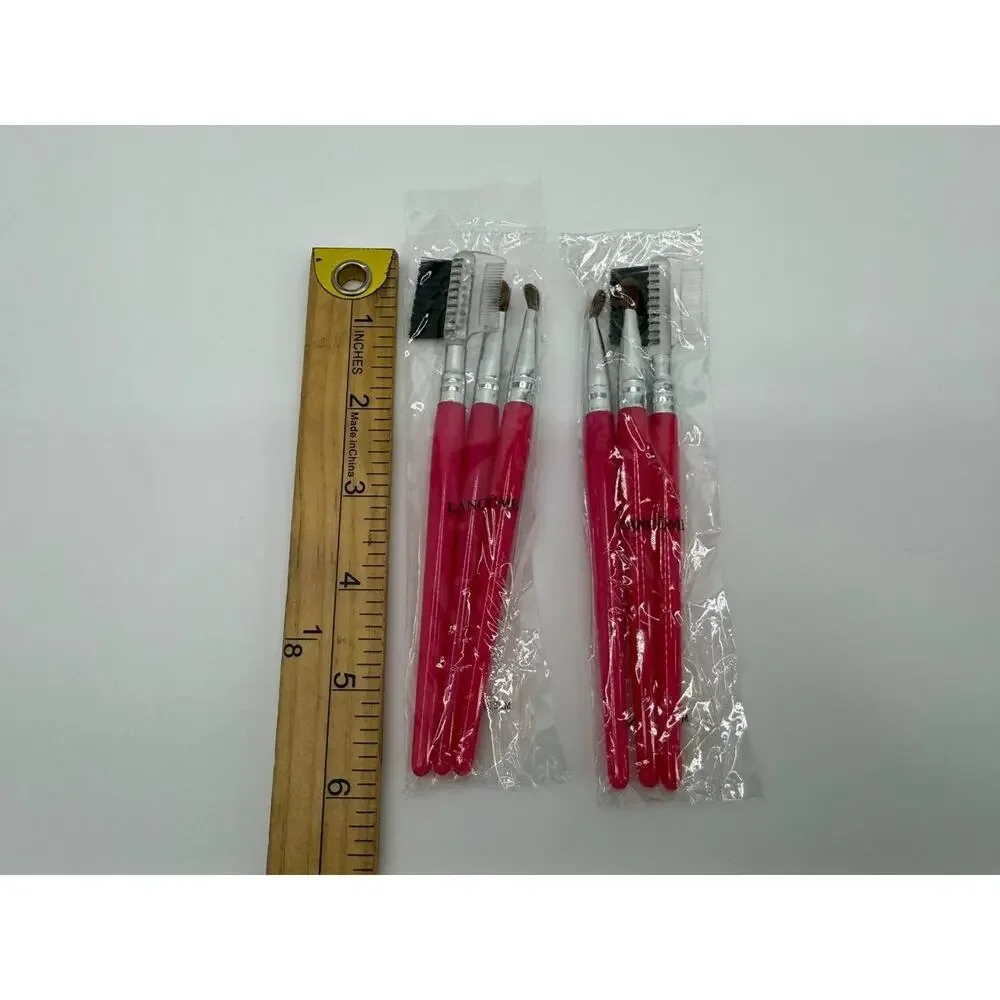 Lancome Makeup Brush Set Pink Set of 2 Eyelash Comb Brow Lip Brush